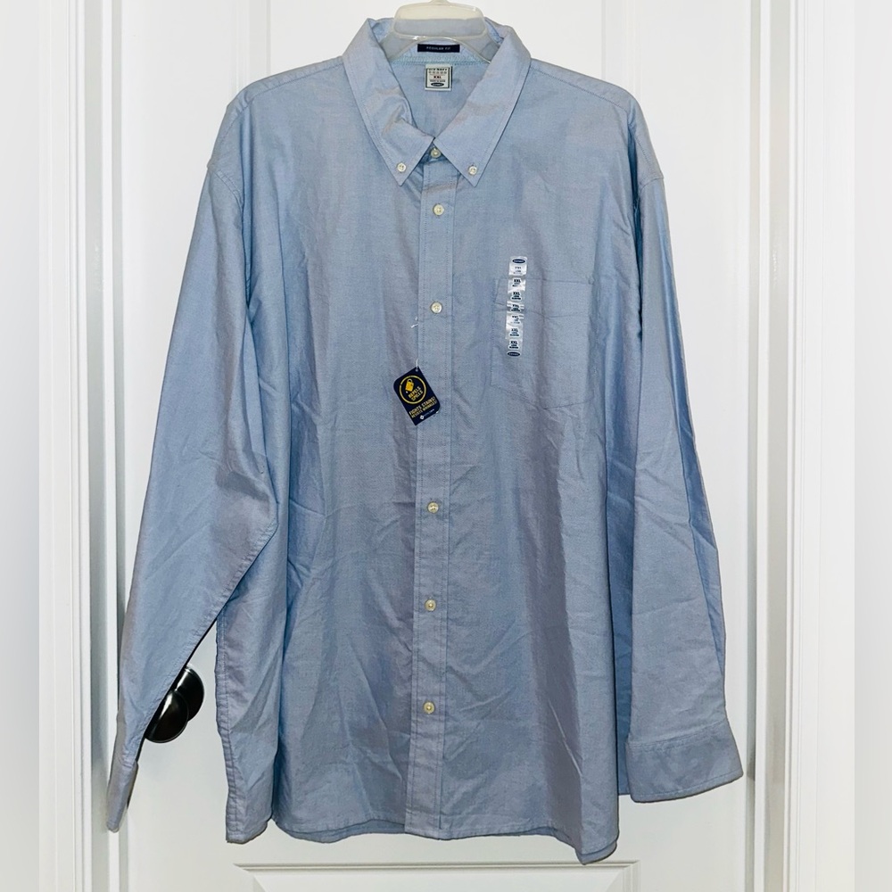 Brand New Men’s Old Navy Vintage Baby Blue Button-Down Shirt 100% Cotton Sz XXL